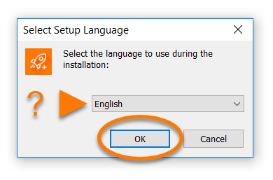 Dialog pilihan bahasa untuk instal Avast Cleanup
