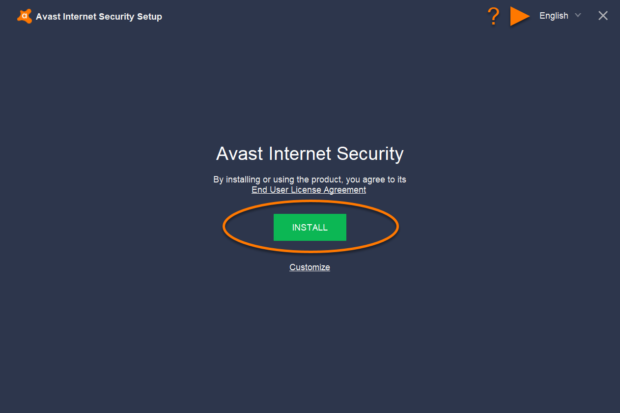 Dialog pilihan bahasa untuk instal Internet Security