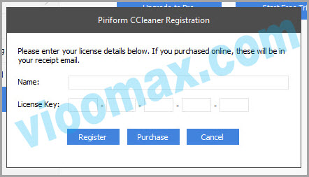 Formulir input License Key CCleaner