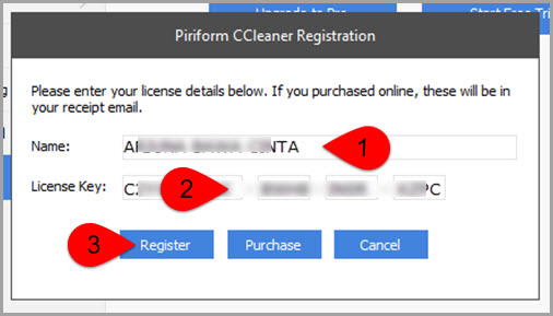 Input License Key CCleaner