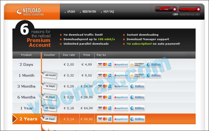 Gambar halaman registrasi Netload.in