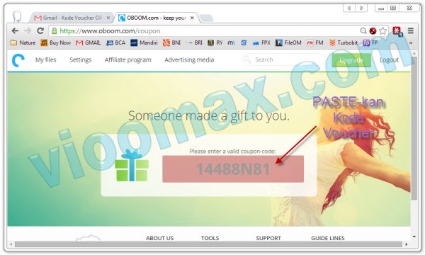Paste Oboom Voucher / Coupon Code